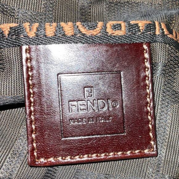 Fendi FF Zucca Print Cosmetic Pouch Clutch Bag Leather Accents - Picture 8 of 16